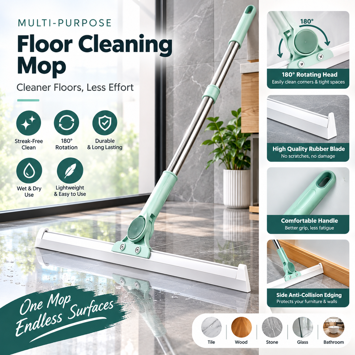 FlexSweep 180° Multi-Surface Floor Wiper